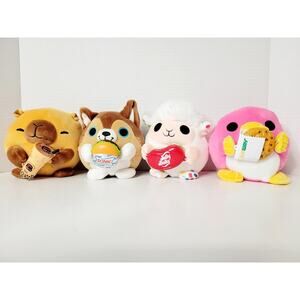 Snackles Plush Toy Lot (4) – Limited Edition w/ Boba, Sonic, Jelly Belly, Subway